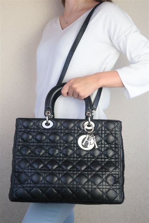 large lady dior lambskin bag|Dior black cannage bag.